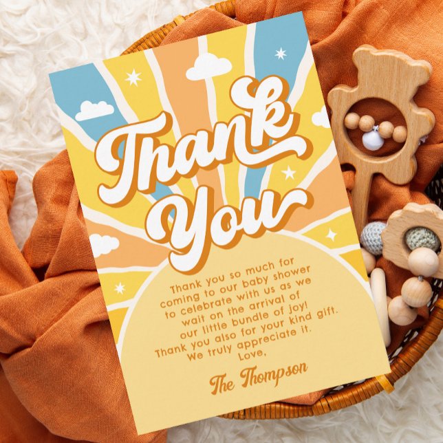 Blue Sunshine Baby Shower Thank You Card (Creator Uploaded)