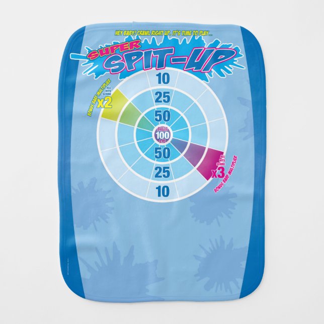Blue Super Spit Up Funny Game Burp Cloth (Front)