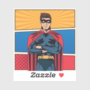 Blue superhero sticker