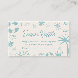 Blue Surf Baby on Board Baby Shower Diaper Raffle Enclosure Card
