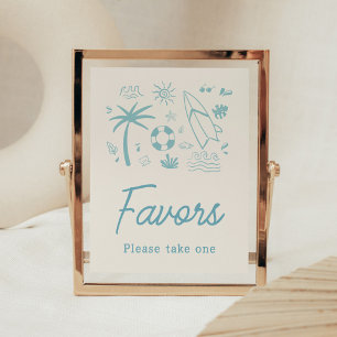 Blue Surf Baby on Board Baby Shower Favors Poster