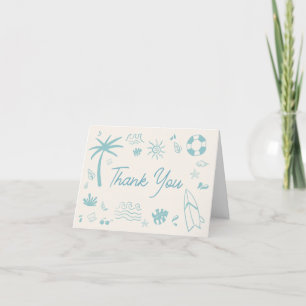 Blue Surf Baby on Board Baby Shower Letterpress Thank You Card