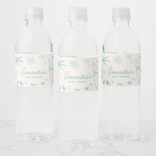 Blue Surf Baby on Board Baby Shower Water Bottle Label