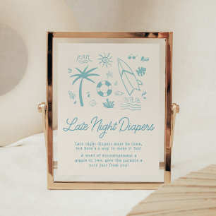 Blue Surf Baby on Board Late Night Diapers Poster