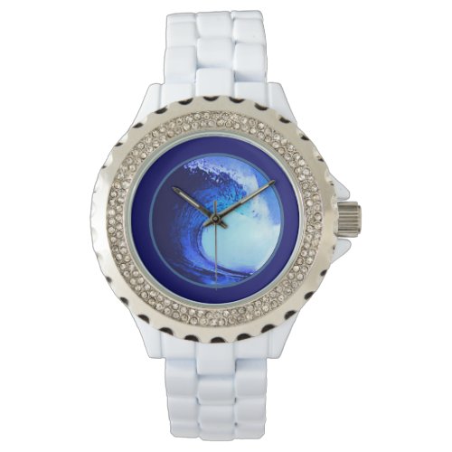blue surf water wave tube watch