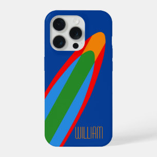 Blue Surfboard Design iPhone 15 Case Surfing Theme