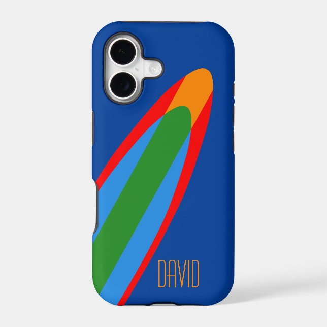 Blue Surfboard Design iPhone Surfing Theme Case (Back)
