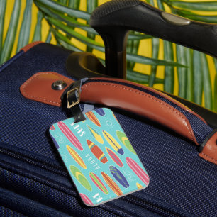 Blue Surfboard Luggage Tag