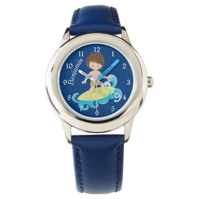 Blue Surfer Boy Kids Watch (Front)