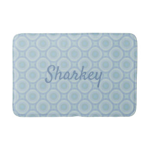Blue Surname on Overlapping Ocean Bubbles Bath Mat