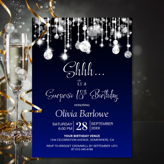 Blue Surprise 18th Birthday Party Invitation (Creator Uploaded)