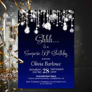 Blue Surprise 50th Birthday Party Invitation