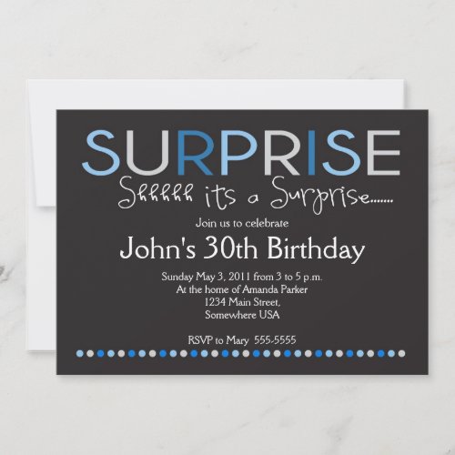 Blue Surprise Birthday Invitation