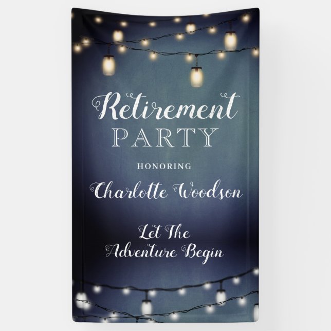 Blue Surprise Retirement Party Banner (Vertical)