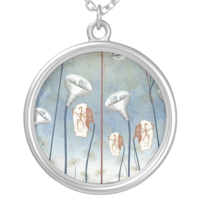 Blue Surreal Print Necklace (Front)