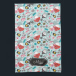 Blue Sushi Personalized Cute Pattern Kitchen Towel<br><div class="desc">Personalize this cute sushi patterned dish towel. This stylish sushi pattern has rice bowls,  sushi,  soy sauce,  and flowers,  Makes a great gift for a sushi lover. Designed for you by blackberry Boulevard.</div>