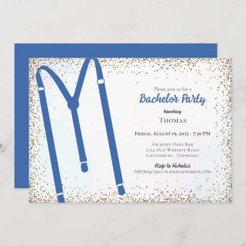 Blue Suspender Bachelor Party Invitation