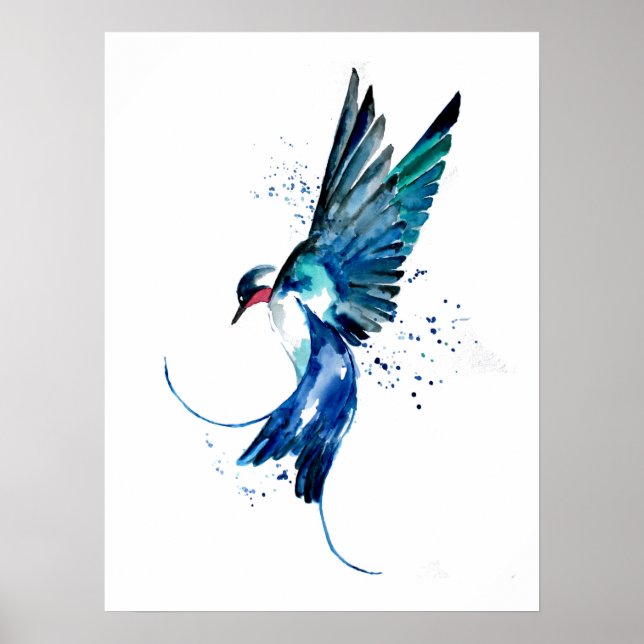 Blue Swallow Bird Poster (Front)