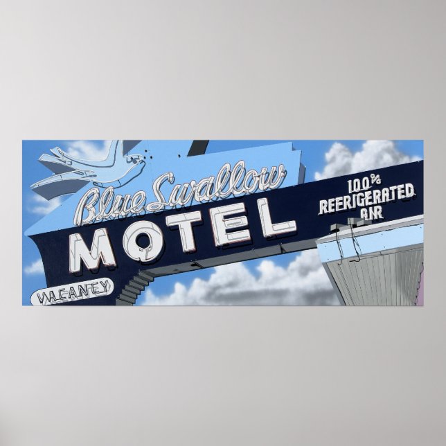 Blue Swallow Motel on Route 66 Retro Poster (Front)