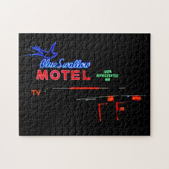 Blue Swallow Motel Sign, Route 66, Tucumcari, N.M. Jigsaw Puzzle (Horizontal)