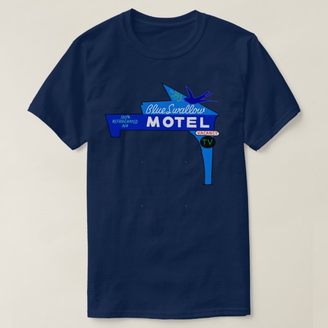 Blue swallow motel sign T-Shirt (Design Front)