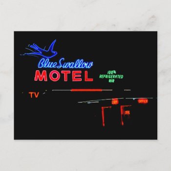 Blue Swallow Motel Sign  Tucumcari  New Mexico Postcard by catherinesherman at Zazzle