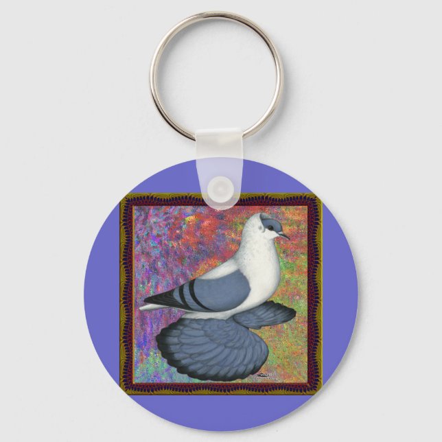 Blue Swallow Pigeon Framed Keychain (Front)