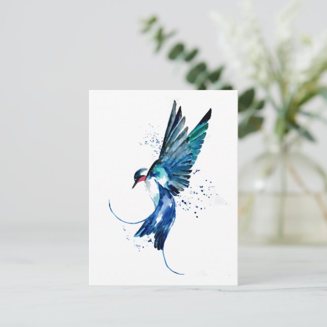 Blue Swallow Postcard (Standing Front)