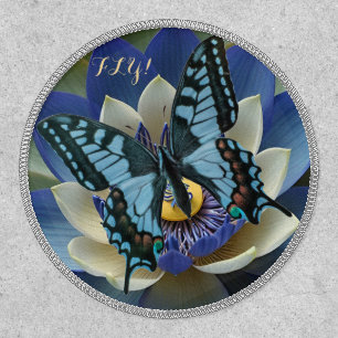 Blue Swallowtail Butterfly Lotus Fly Name Monogram Patch