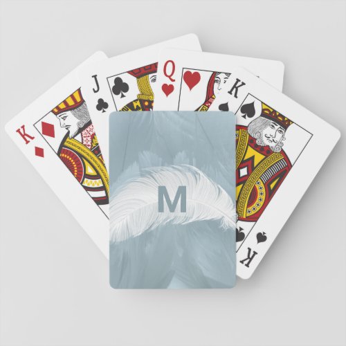 Blue Swan Feathers Monogram Classic Playing Cards