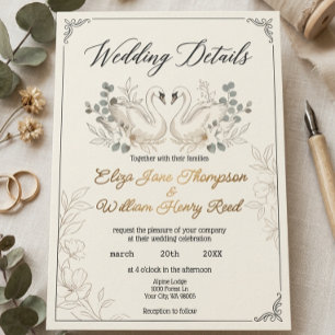 Blue Swan Wedding Invitation