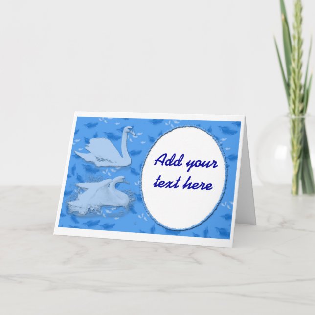 Blue Swans Bridal Shower or Wedding Invitations (Front)