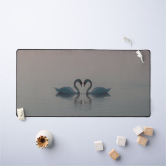 Blue Swans Desk Mat