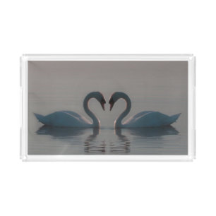 Blue Swans Must Be Love Acrylic Tray