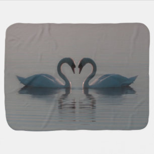 Blue Swans Must Be Love Baby Blanket