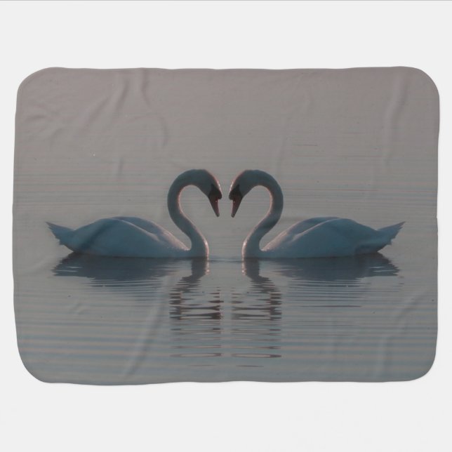 Blue Swans Must Be Love Baby Blanket (Horizontal)