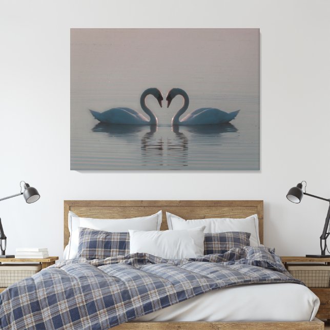 Blue Swans Must Be Love Canvas Print (Insitu(Bedroom))
