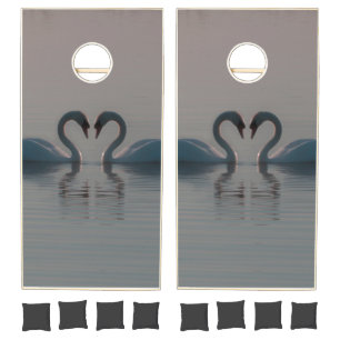 Blue Swans Must Be Love Cornhole Set
