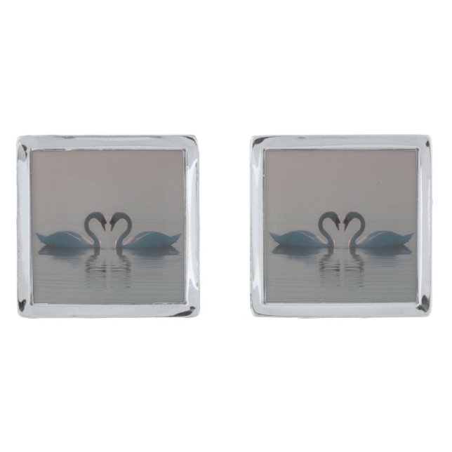 Blue Swans Must Be Love Cufflinks (Front)