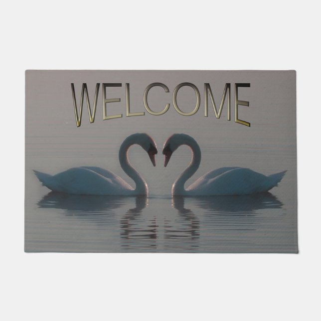 Blue Swans Must Be Love Doormat (Front)