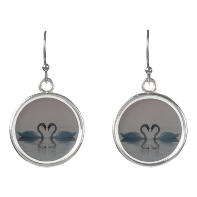 Blue Swans Must Be Love Earrings (Front)