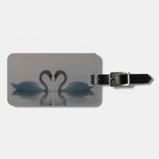 Blue Swans Must Be Love Heart on Water Luggage Tag