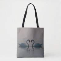 Blue Swans Must Be Love Heart on Water