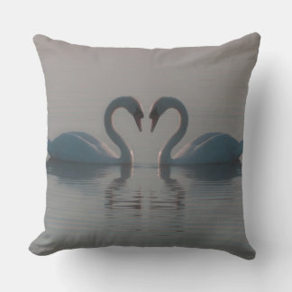 Blue Swans Must Be Love Outdoor Pillow