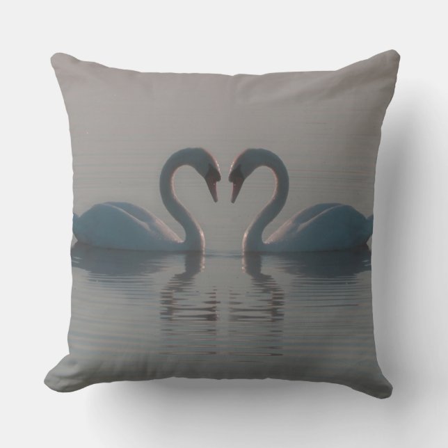 Blue Swans Must Be Love Outdoor Pillow (Front)