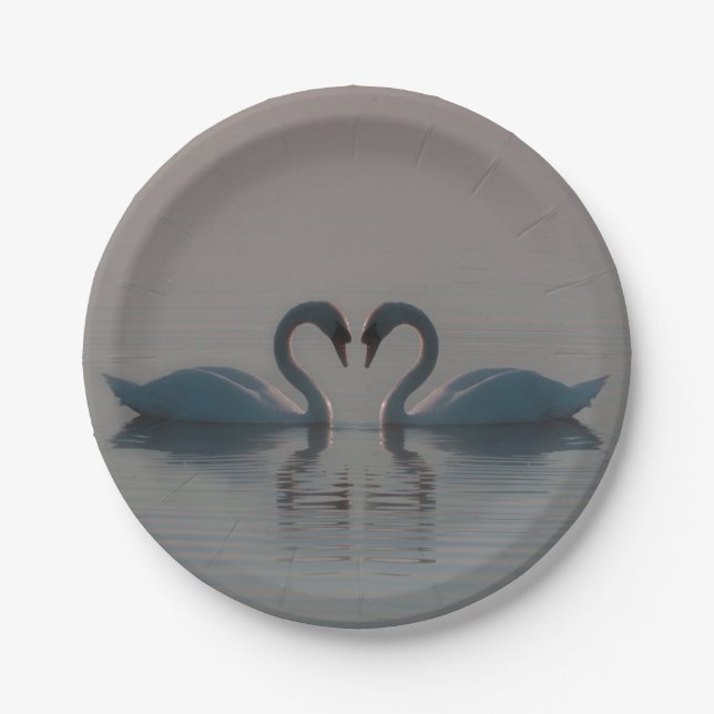 Blue Swans Must Be Love Paper Plates (Front)