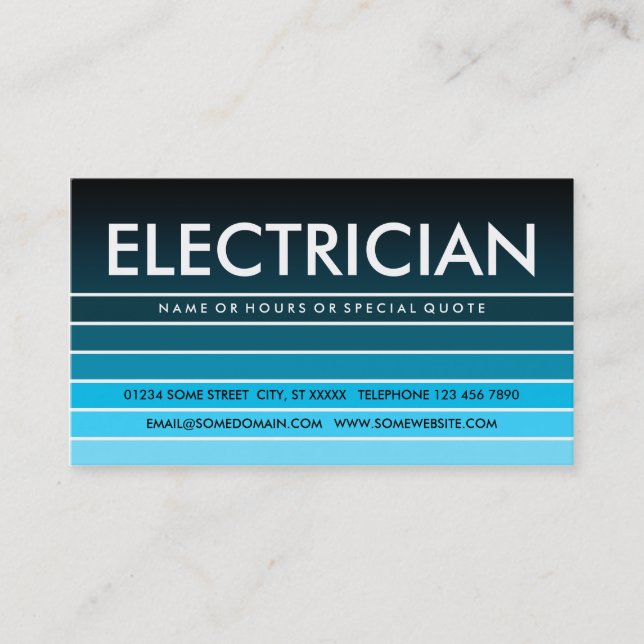 blue swatch ELECTRICIAN Business Card (Front)