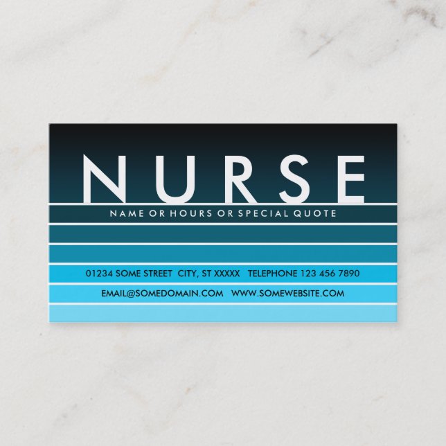 blue swatch NURSE Business Card (Front)