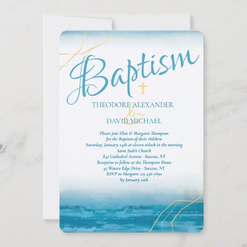 Blue Sway Baptism Invitation