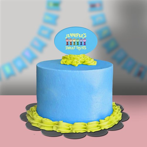 Blue Sweat Treats Colorful Candy Machines Cake Topper